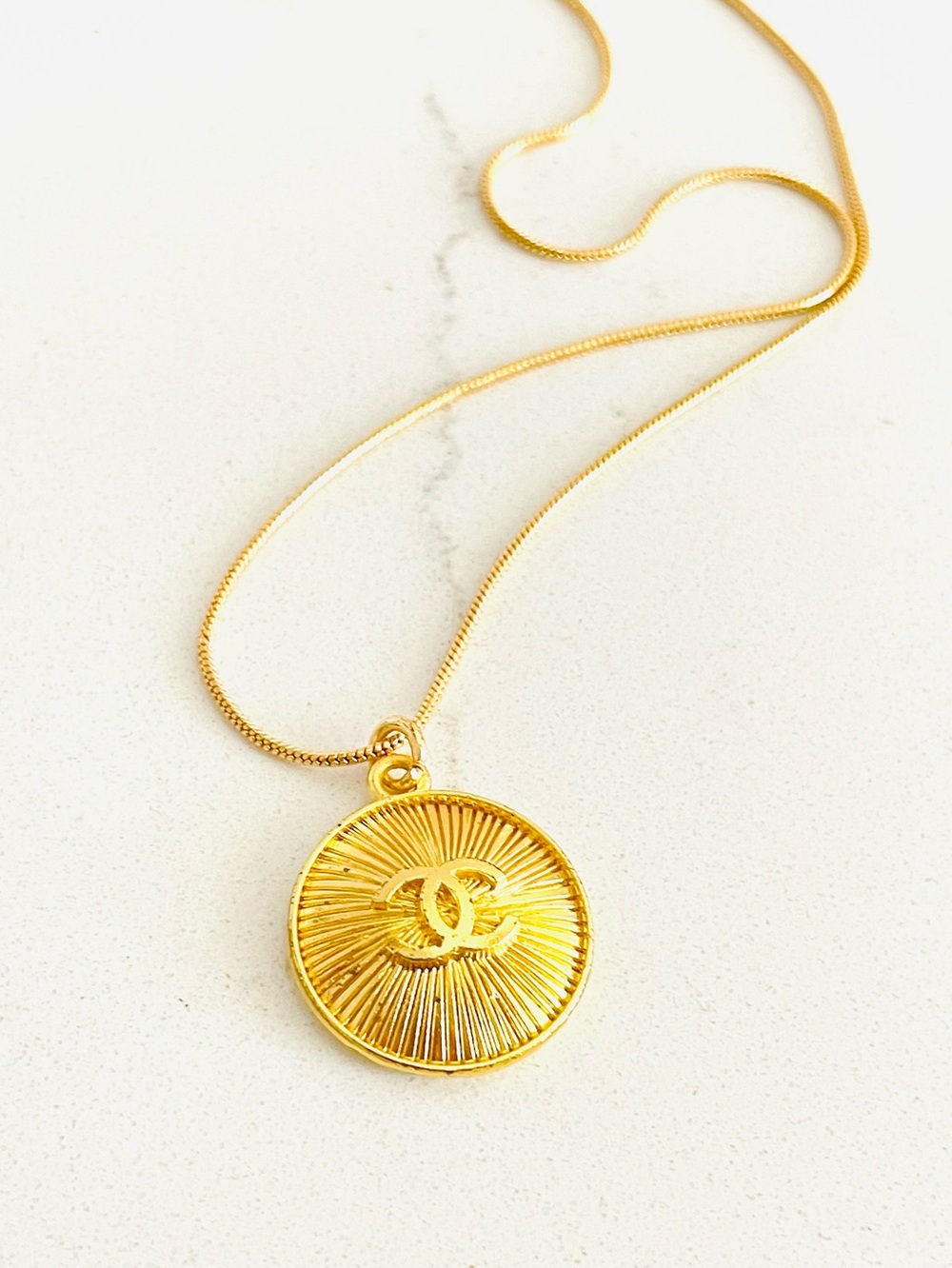 Luxury Logo Gold Medallion Upcycled Zipper Pull Necklace
